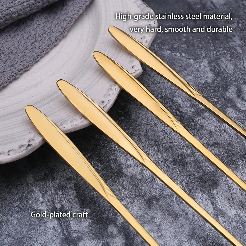 6pcs Gold Flower Stainless Steel Spoons