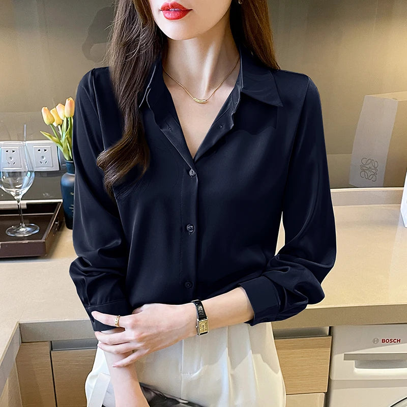 Fashion elegant satin shirts