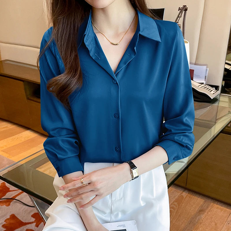 Fashion elegant satin shirts