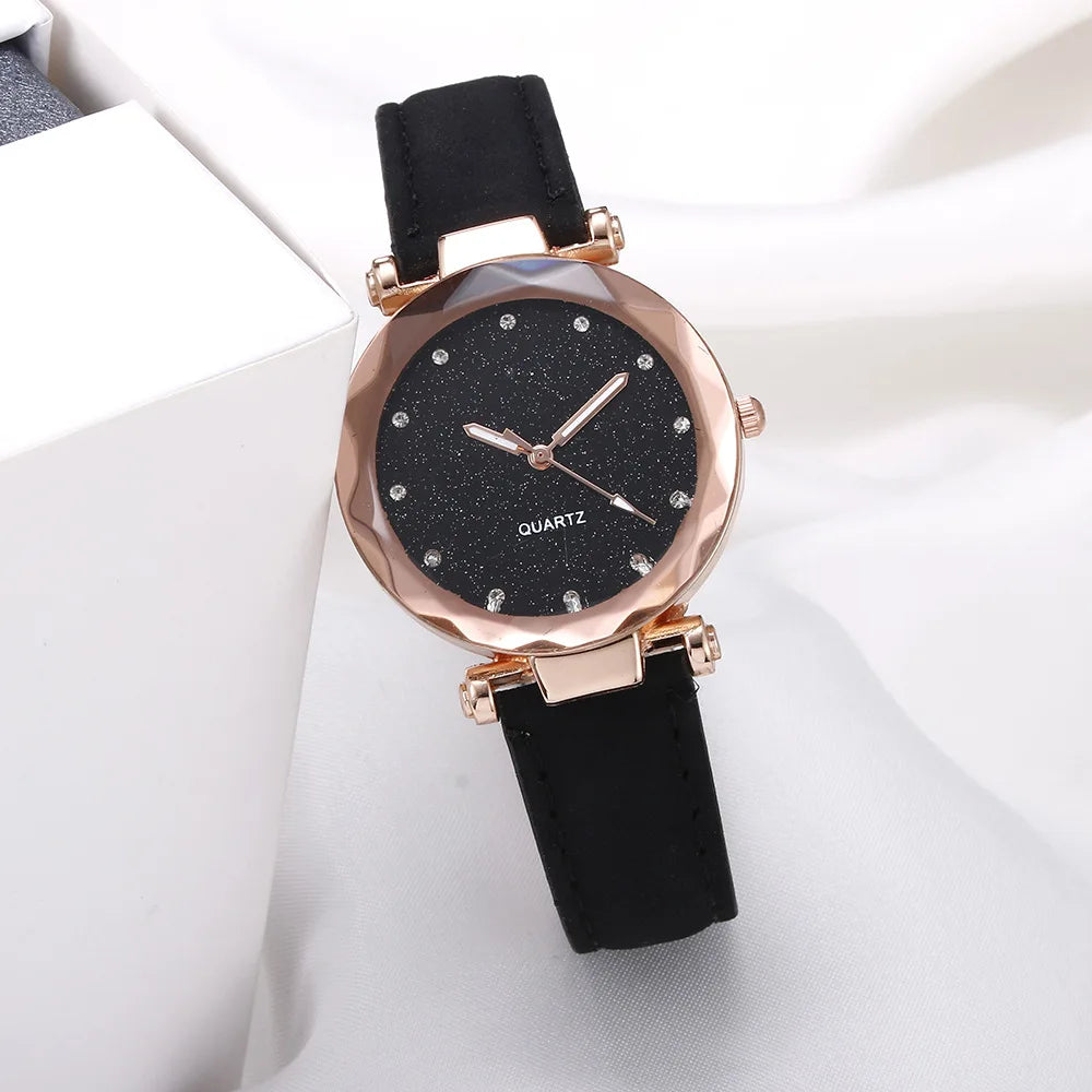 Round Face Rhinestone Wristwatch