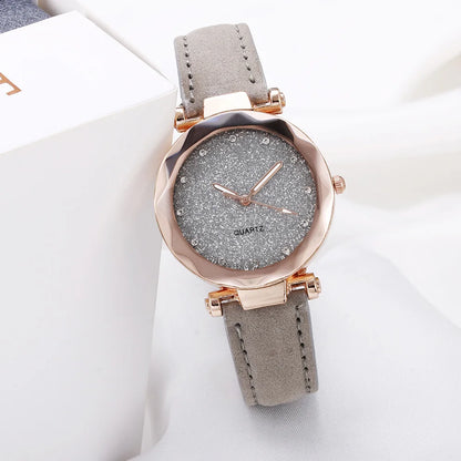 Round Face Rhinestone Wristwatch