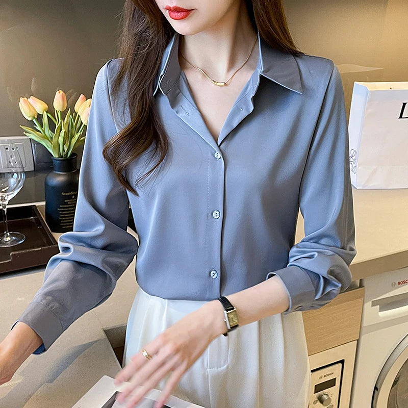 Fashion elegant satin shirts