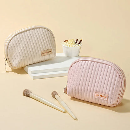 Portable Girl Leather Makeup Bag