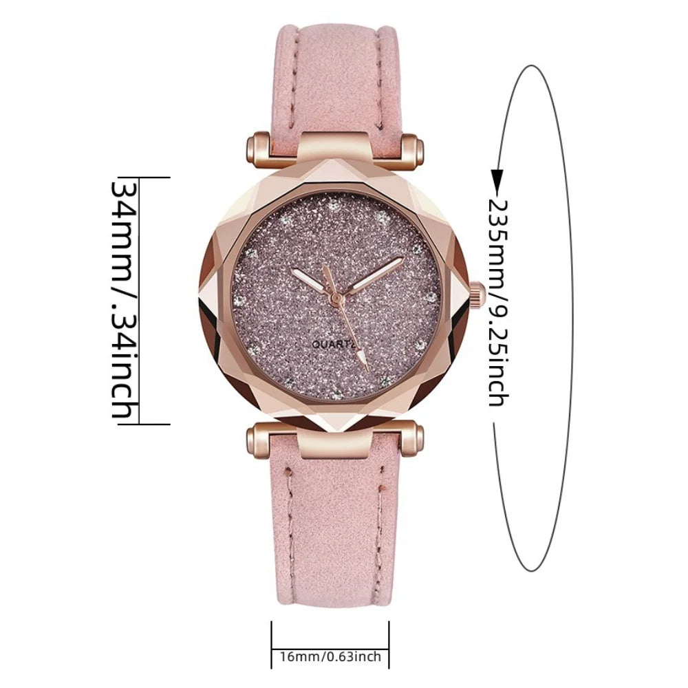 Round Face Rhinestone Wristwatch