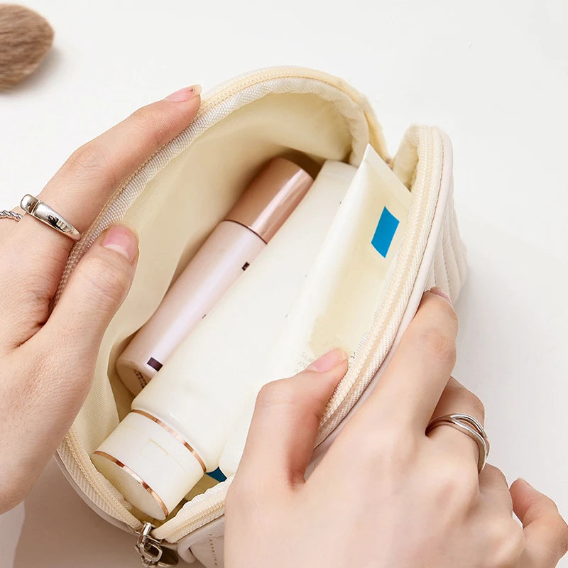 Portable Girl Leather Makeup Bag