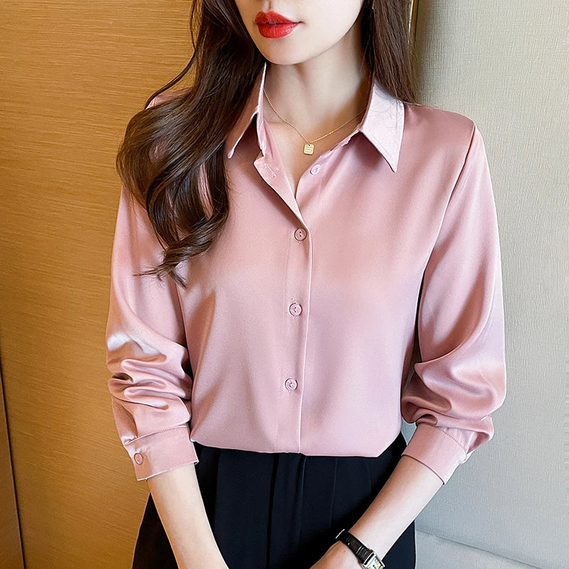 Fashion elegant satin shirts